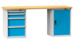 Dílenské stoly série M, šířka 2500, hloubka 700 nebo 800, výška 880 nebo 890 mm (6 modelů)