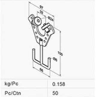 Vozík  na trubku s oboustranným háčkem MT-5181 - 2