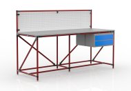 Dílenský stůl s perfopanelem šířky 2000 mm, 24040838 - 2