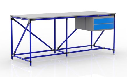 Dílenský stůl s kontejnerem se dvěma zásuvkami šíře 2000 mm, 240405314 - 3
