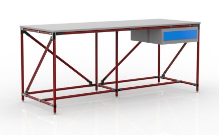 Dílenský stůl s kontejnerem s jednou zásuvkou šíře 2000 mm, 240405313 - 2
