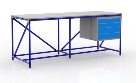 Dílenský stůl s kontejnerem se čtyřmi zásuvkami šíře 2000 mm, 240405316 - 3