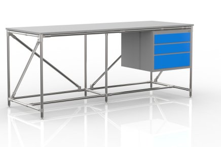 Dílenský stůl s kontejnerem se třemi zásuvkami šíře 2000 mm, 240405315 - 4