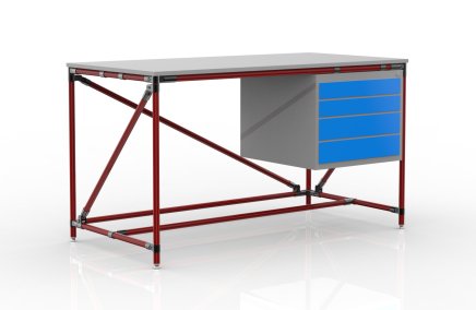 Dílenský stůl s kontejnerem se čtyřmi zásuvkami šíře 1500 mm, 240405310 - 2