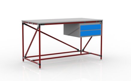 Dílenský stůl s kontejnerem se dvěma zásuvkami šíře 1500 mm, 24040538 - 2