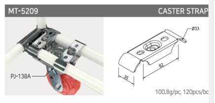 Spojovací držák pro kolečka s plotnou MT-5209 - 1