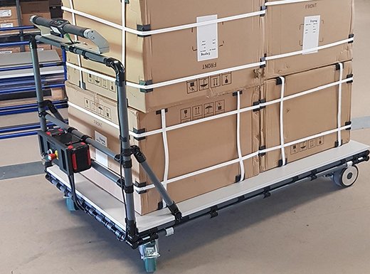 Přepravní vozík s elektricky poháněnými kolečky