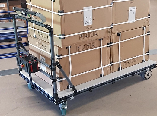 Přepravní vozík s elektricky poháněnými kolečky