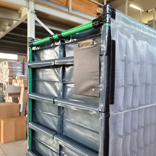 Logistický vozík s textilními inserty