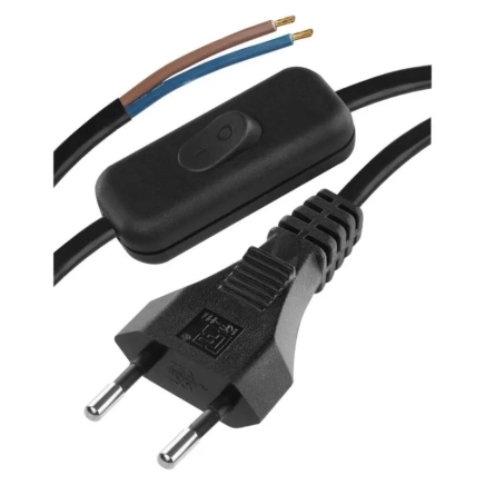 Napájecí kabel s vypínačem 2 m (2×0,75 mm²) – černý