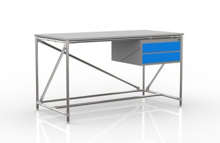 Dílenský stůl s kontejnerem se dvěma zásuvkami šíře 1500 mm, 24040538 - 4