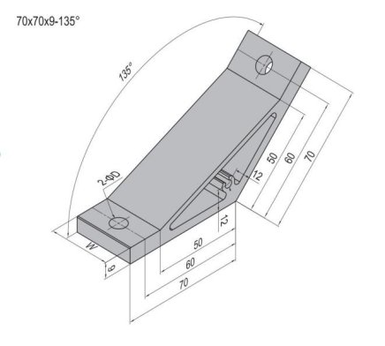 Úhelník 135°, 70x70x9 mm - 1