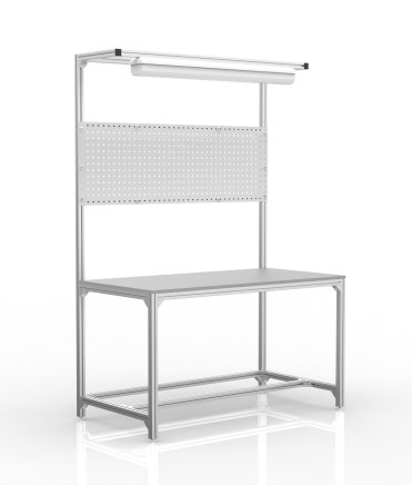 Dílenský stůl z hliníkových profilů s nástavbou (různé varianty)