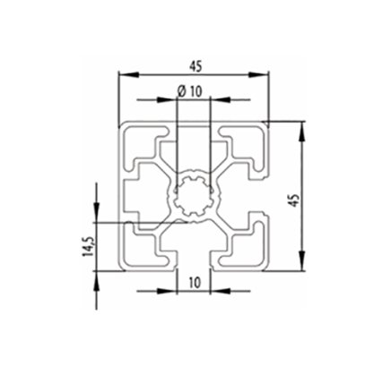 Hliníkový profil 45 x 45, MI45x45L B10 1 m + řez na míru - 2